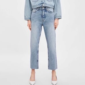 Zara denim- high rise straight leg jean